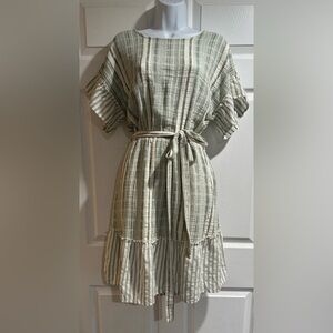 Gigio Striped Green Cottage Dress